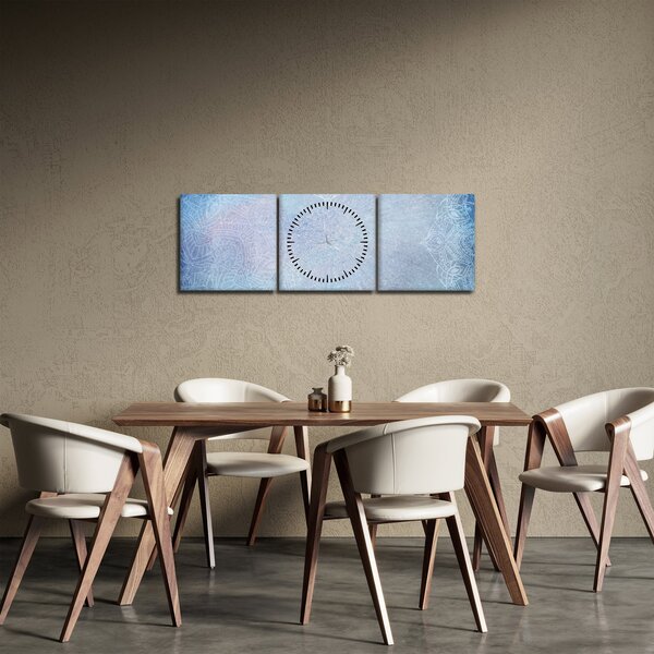 Obraz - Mandaly v modré (s hodinami) (90x30 cm)