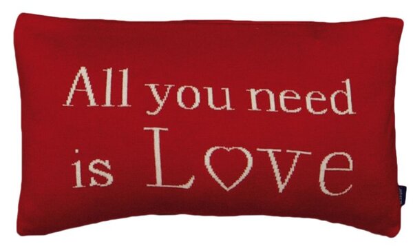 Pletený povlak DESIGN all you need is love / all i need is love červenosmetanová 30 x 50 cm