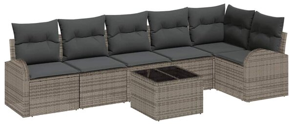 Sada zahradních pohovek s polštářem 7 pcs Šedá Poly ratan 3346069