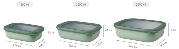Set misek Rectangular 500+1000+2000ml,Mepal, tmavě růžový