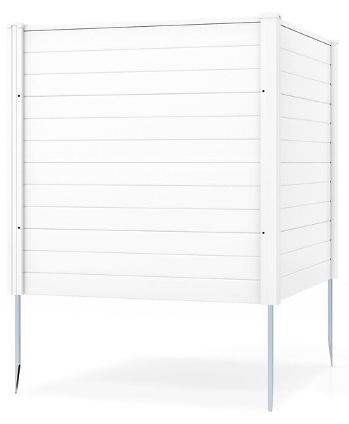 COSTWAY 2dílný zahradní plot 123 x 123 cm, plot se sloupky z pozinkovaného kovu a ochrannými krytkami, dekorativní plot jako ochrana před zvědavými pohledy, volně stojící plot, bílý