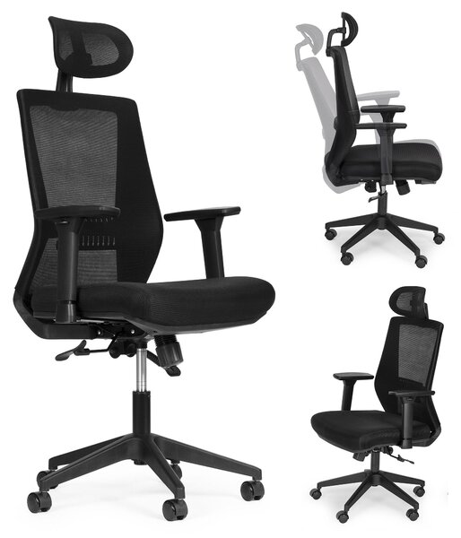 Ergonomická otočná kancelářská židle s nastavitelnou výškou černá ModernHome