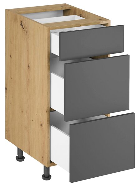 LANGEN šp | dolní skříňka D40S3 PUSH OPEN se 3 zásuvkami | 40 cm | SOKL v CENĚ | artisan/šedá