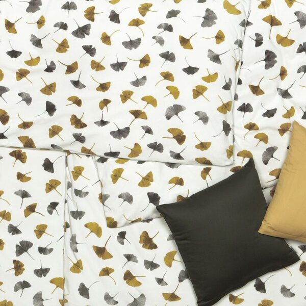 Povlečení VELUR ginko bílošedokhaki 140 x 200/70 x 90 cm