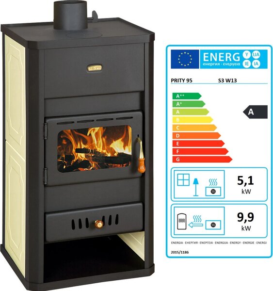Krbová kamna PRITY S3 W13 s vodním výměníkem Kamna pro ústřední topení - 15 Kw
