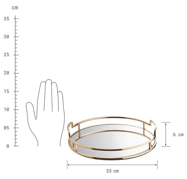 ART DÉCO Podnos se zrcadlovou deskou 33 cm - zlatá
