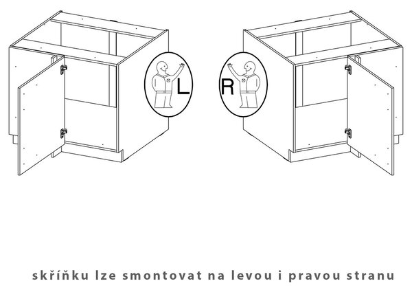 VIGO b | dolní skříňka 105ND 1F rohová s policí | 105x60 cm | lancelot/bílá lesk | UNI dvířka