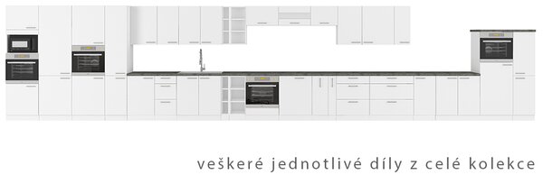 Kuchyňská linka LARA wh | 280 cm | UNI provedení | VÝBĚR TYPU ZÁSUVEK | bílá lesk