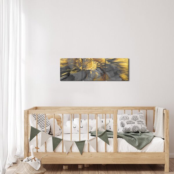 Obraz - Zlatá expanze (s hodinami) (90x30 cm)
