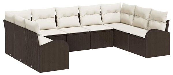 Set pohovek 9 ks Hnědá [Syntetika]: Poly Ratan 3346198