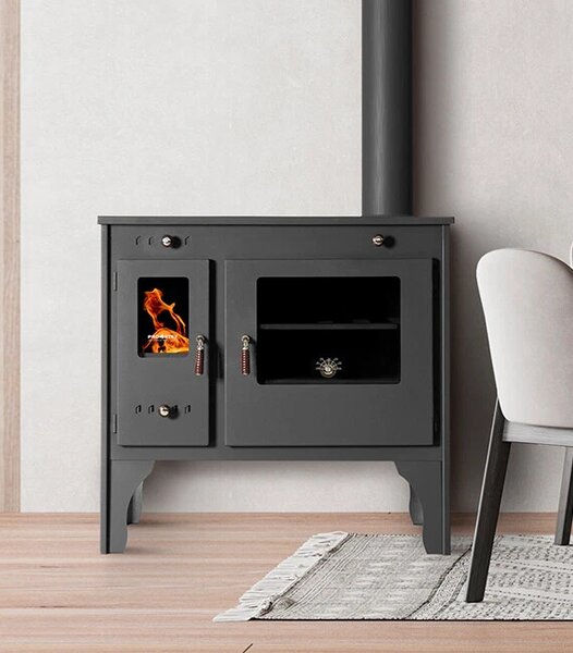 PROMETEY Retro Eco 7 kW litinový plotýnkový vařič na dřevo Sporák Sporák na dřevo