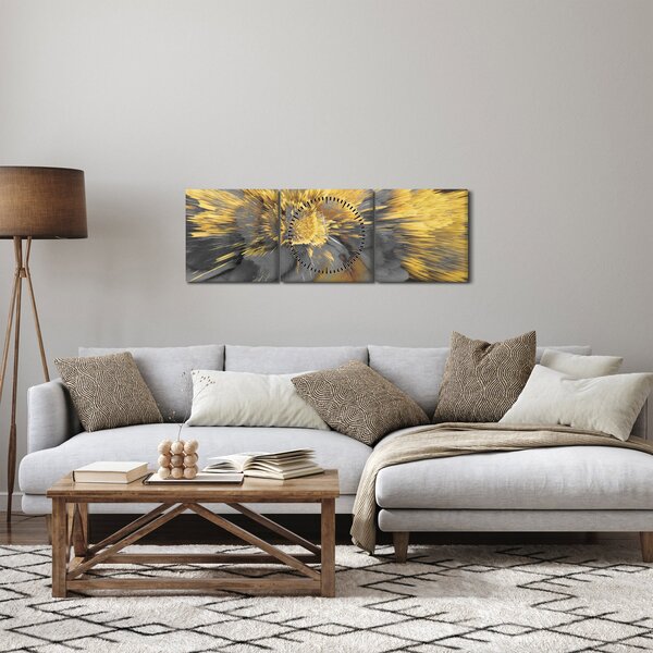 Obraz - Zlatá expanze (s hodinami) (90x30 cm)