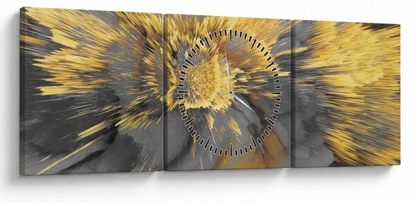 Obraz - Zlatá expanze (s hodinami) (90x30 cm)