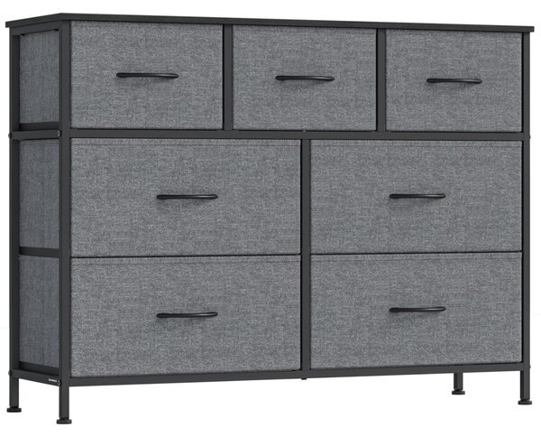 SONGMICS komoda, skříň, 7 látkových zásuvek, do ložnice, předsíně, obývacího pokoje, šedá