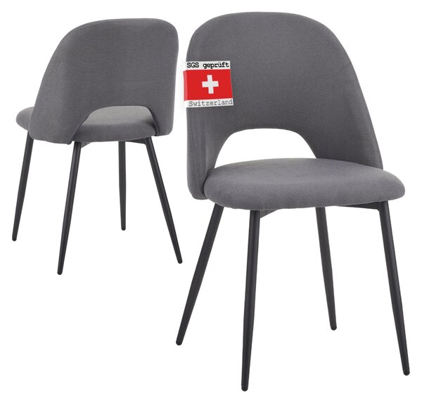 Jídelní židle Albatros s látkovým potahem, sada 2 židlí SILVI, šedobéžová - Stylový vintage design, látkový potah, čalouněná židle testovaná SGS - Moderní židle do kuchyně, jídelny nebo jídelního stolu