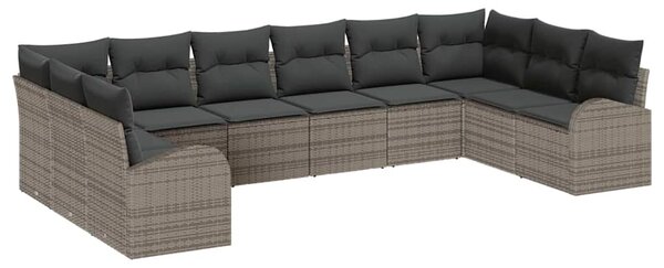 Set pohovek 10 ks Šedá [Syntetický]: Polyratan 3346219