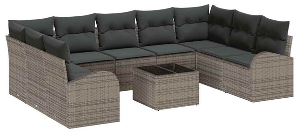 Set pohovek 10 ks Šedá [Syntetika]: Poly Ratan 3346209