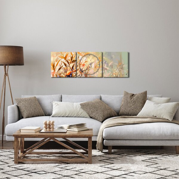 Obraz - Malované rostliny (s hodinami) (90x30 cm)