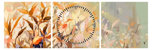 Obraz - Malované rostliny (s hodinami) (90x30 cm)