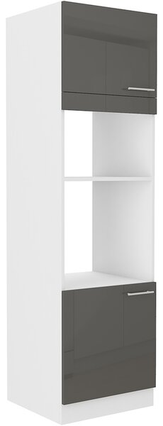 LARA gr | vysoká skříňka 60DPM-210 2F pro vestavnou troubu a mikrovlnku | 60 cm | UNI | šedá lesk