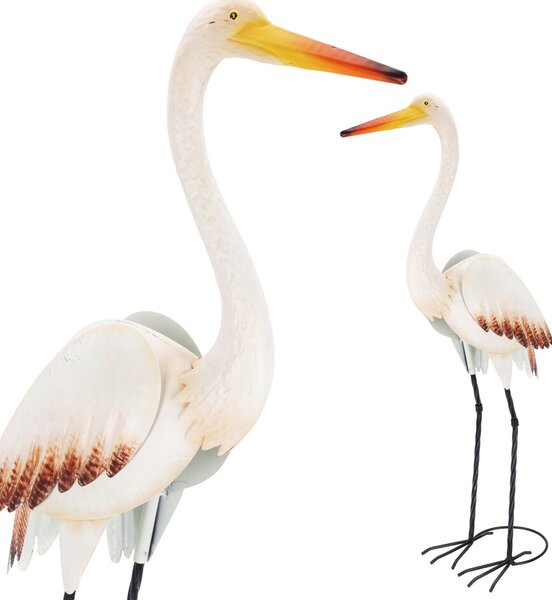 Zahradní kovová figurka Crane, 87 cm, vícebarevná