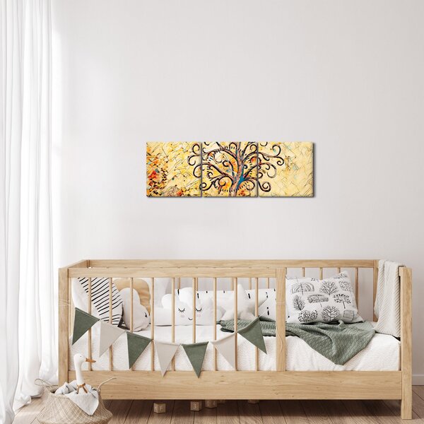 Obraz - Mozaikový strom života (s hodinami) (90x30 cm)