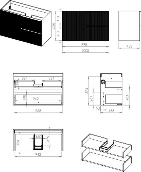 Elita Soho skříňka 100x45.3x63.5 cm pod umyvadlo závěsná zelená RE011004047010