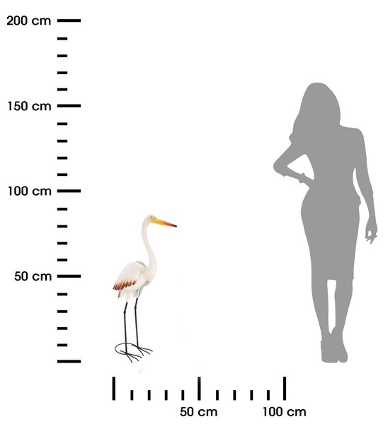 Zahradní kovová figurka Crane, 87 cm, vícebarevná