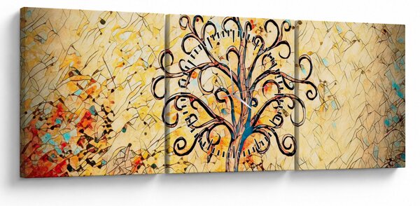 Obraz - Mozaikový strom života (s hodinami) (90x30 cm)