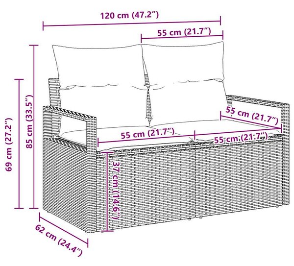Set pohovek 6 ks 5-Počet míst Béžová a krémová polyratan 3346261