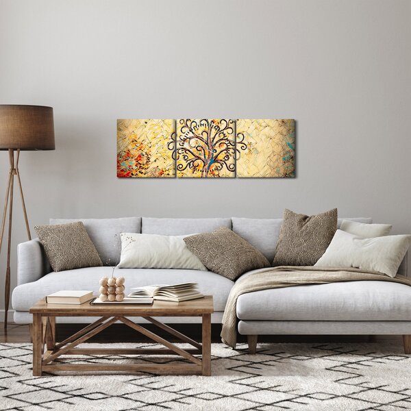 Obraz - Mozaikový strom života (s hodinami) (90x30 cm)
