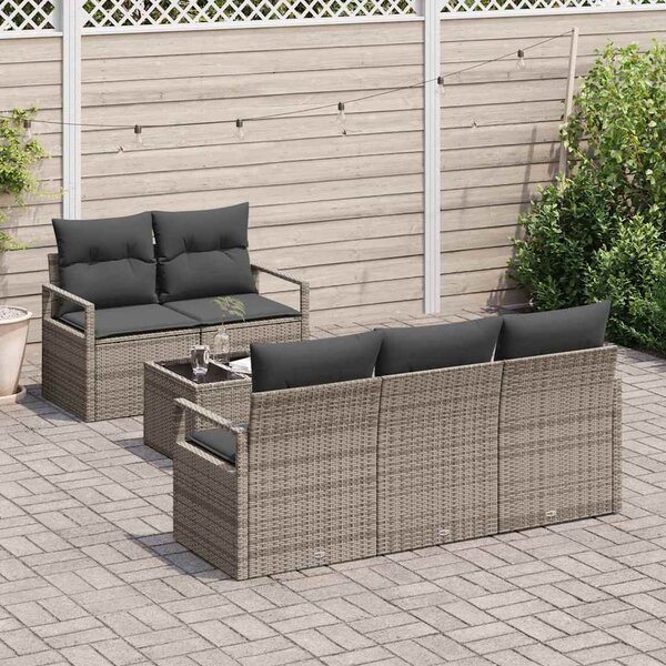 Set pohovek 6 ks 5-Počet míst Šedá polyratan 3346259