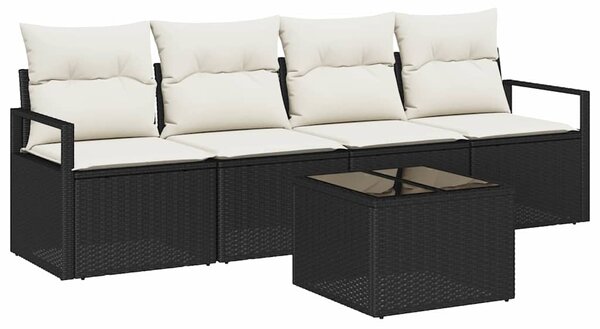 Set pohovek 5 ks 4-Počet míst Černá a krémová polyratan 3346247