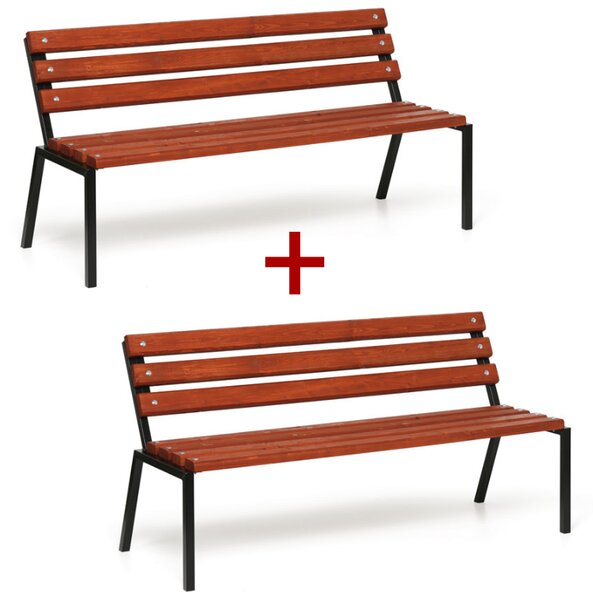 Venkovní lavička STACK, stohovatelná, s opěradlem, 1+1 ZDARMA, 1500 mm, mahagon tmavý