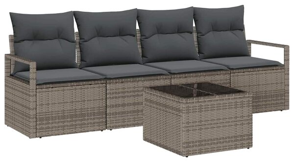 Set pohovek 5 ks 4-Počet míst Šedá polyratan 3346249