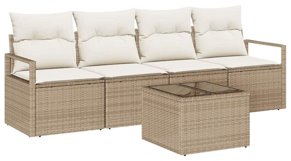 Set pohovek 5 ks 4-Počet míst Béžová a krémová polyratan 3346251