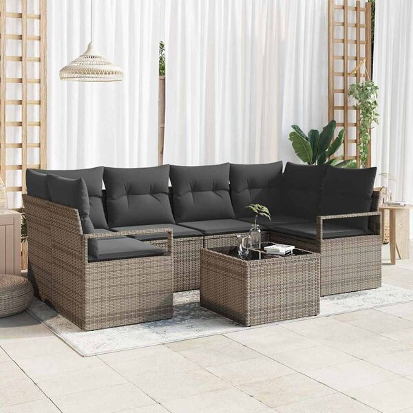 Set pohovek 7 ks 6-Počet míst Šedá polyratan 3346279
