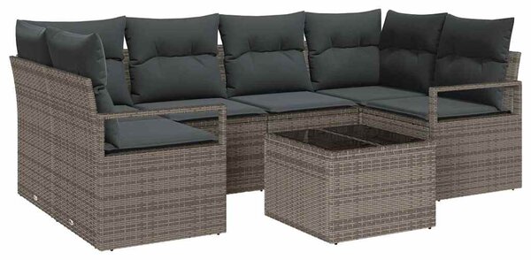 Set pohovek 7 ks 6-Počet míst Šedá polyratan 3346279