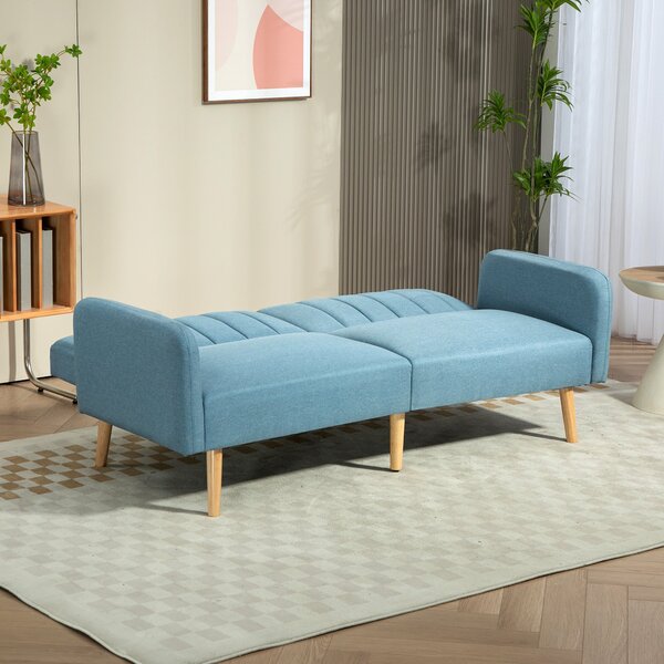 HOMCOM Moderní pohovka na spaní pro 2 osoby 173x75x73 cm Skládací pohovka s potahem z polyesterového lnu a 3-úrovňovým nastavitelným opěradlem a odním