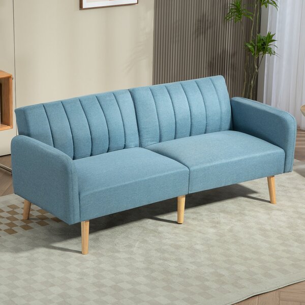 HOMCOM Moderní pohovka na spaní pro 2 osoby 173x75x73 cm Skládací pohovka s potahem z polyesterového lnu a 3-úrovňovým nastavitelným opěradlem a odním