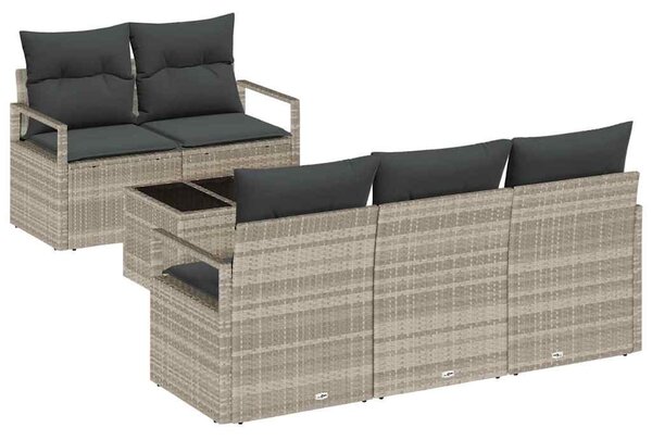 Set pohovek 6 ks 5-Počet míst Světle šedá polyratan 3346262