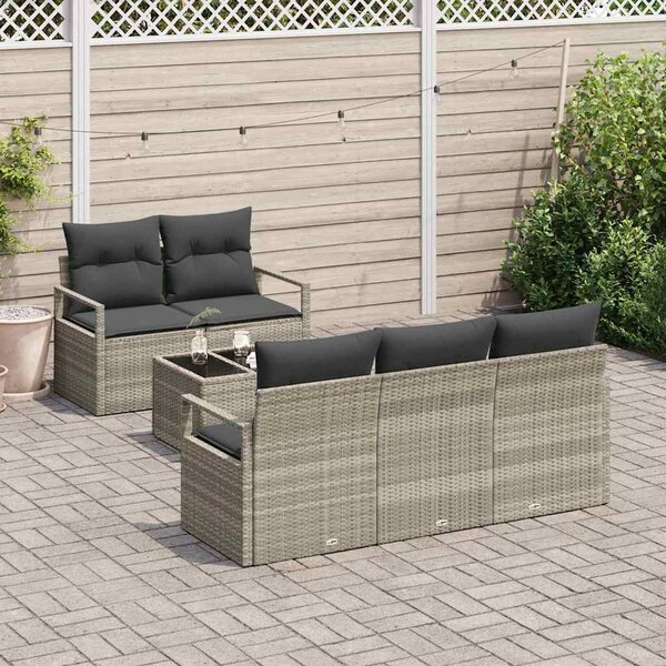 Set pohovek 6 ks 5-Počet míst Světle šedá polyratan 3346262