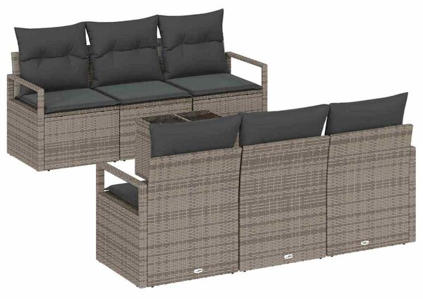 Set pohovek 7 ks 6-Počet míst Šedá polyratan 3346269