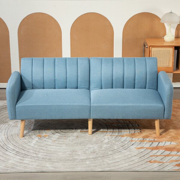 HOMCOM Moderní pohovka na spaní pro 2 osoby 173x75x73 cm Skládací pohovka s potahem z polyesterového lnu a 3-úrovňovým nastavitelným opěradlem a odním