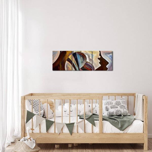 Obraz - Abstrakce hlav (s hodinami) (90x30 cm)