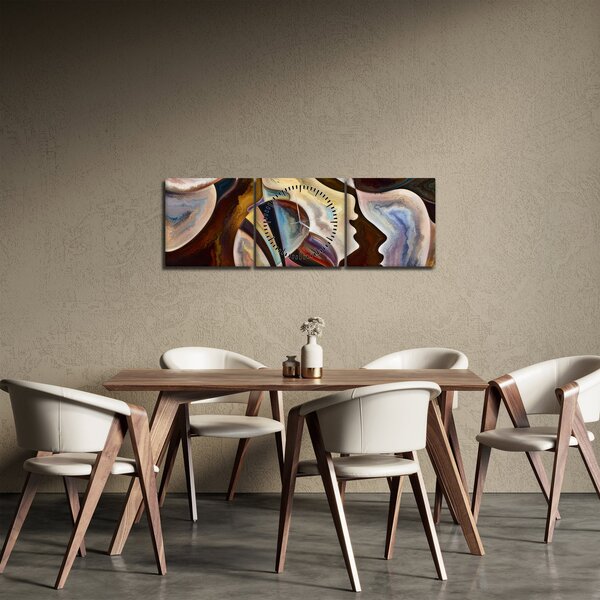 Obraz - Abstrakce hlav (s hodinami) (90x30 cm)