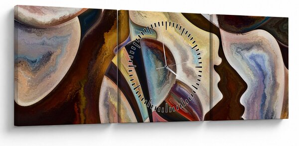 Obraz - Abstrakce hlav (s hodinami) (90x30 cm)