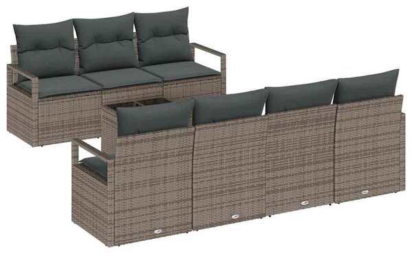 Set pohovek 8 ks 7-Počet míst Šedá polyratan 3346289