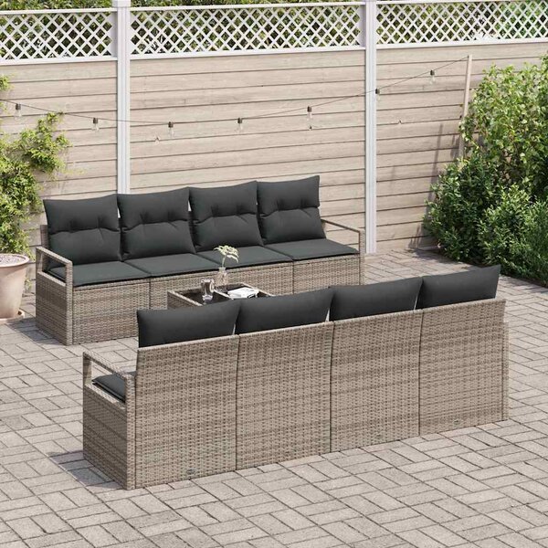 Set pohovek 7 ks 6-Počet míst Šedá polyratan 3346309