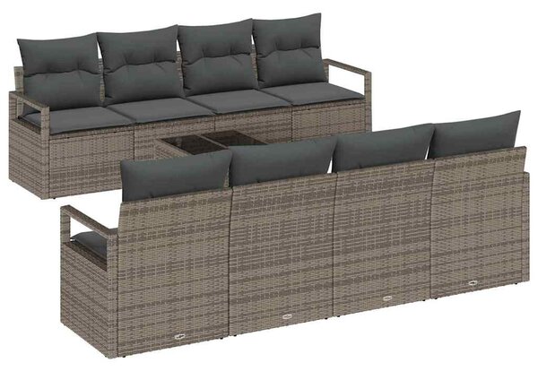 Set pohovek 7 ks 6-Počet míst Šedá polyratan 3346309